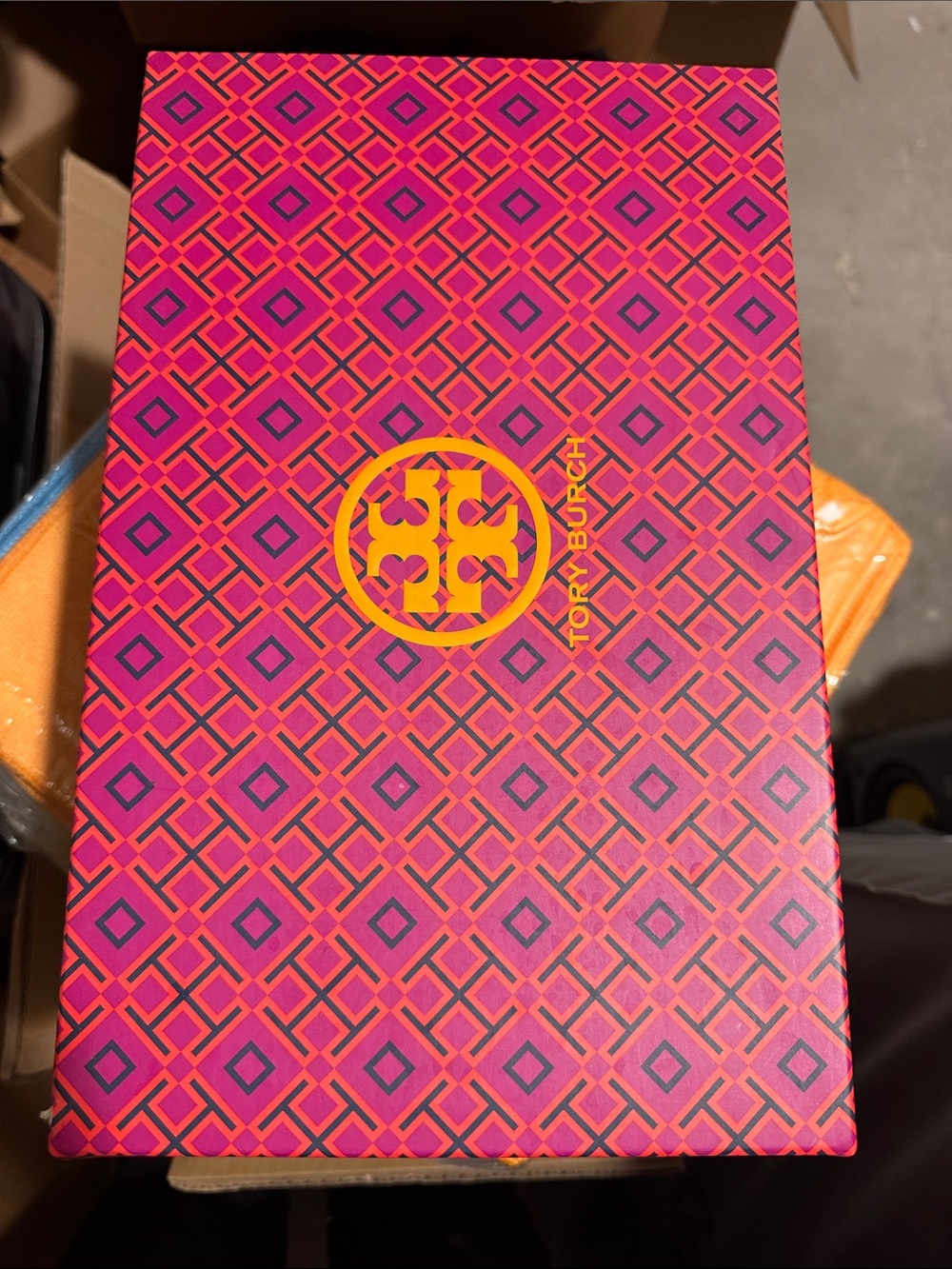 Tory Burch Pink and Orange Geometric Decorative Box